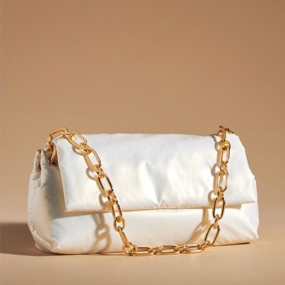 Anthropologie Metallic Puff Shoulder Bag - Creme - Picture 1 of 5